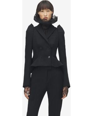 McQueen Giacca Doppiopetto Con Spalle A Punta - Blu