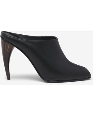 McQueen Horn Heel Mule - Black