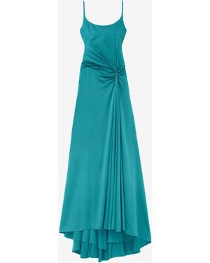 McQueen Asymmetric Drape Evening Dress - Blue