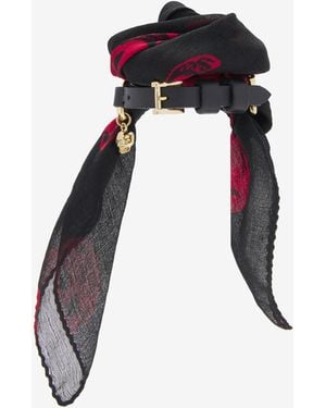McQueen Skull Scarf Double Wrap Bracelet - Black
