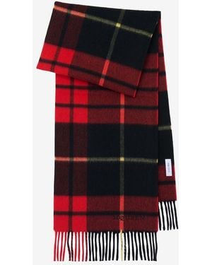 McQueen Wool Cashmere Tartan Scarf - Red