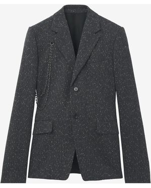 McQueen Flecked Pinstripe Single-Breasted Jacket - Gray