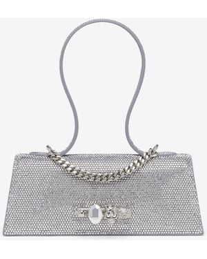 McQueen Borsa Jewelled Con Cristalli - Bianco