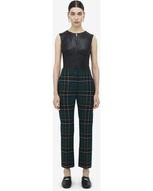 McQueen Wool Tartan Cigarette Pants - Blue