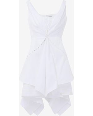 McQueen Gathered Mini Dress - White
