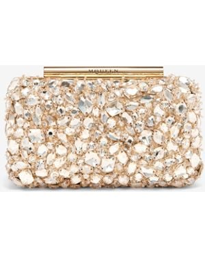 McQueen Crystal Embroidery T-Bar Box Clutch - Natural
