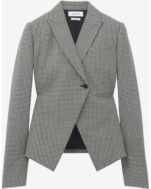 McQueen Gingham Check Cutaway Jacket - Gray