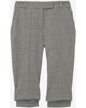 McQueen Gingham Check Tailored Capri Pants - Gray