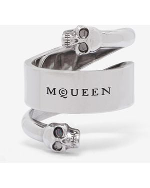 McQueen Twin Skull Ring - Weiß