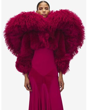 McQueen Sculpted Shearling Bolero - Red