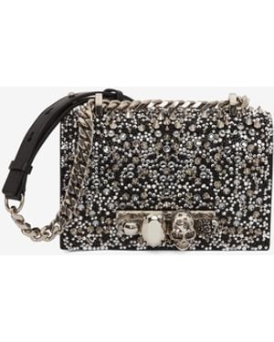 McQueen Sac Mini Jewelled Satchel, Brodé De Cristaux - Noir