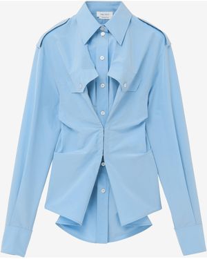 McQueen Gathered Long-Sleeved Shirt - Blue