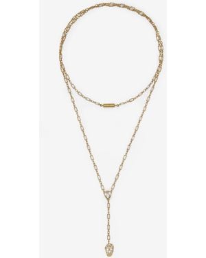 McQueen Collana Skull Con Pavé - Bianco
