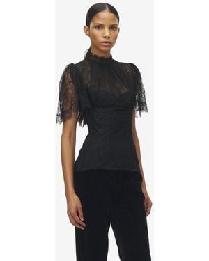 McQueen Floral Lace Top - Black