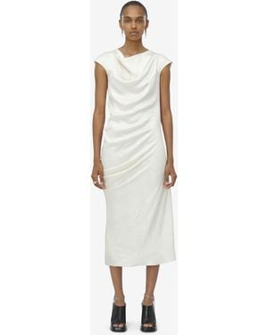 ワンピース Alexander Mcqueen Ivory Asymmetrical Draped Dress McQueen Ivory Asymmetrical Draped Dress in White | Lyst