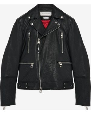 McQueen Leather Biker Jacket - Black