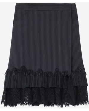McQueen Pinstriped Wrap Mini Skirt - Black