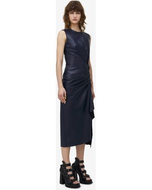 McQueen Twisted Drape Pencil Dress - Blue