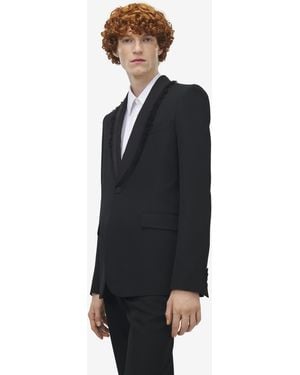 McQueen Giacca Monopetto Con Revers Sfrangiati - Blu