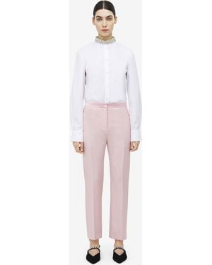 McQueen Pink Wool Mohair Cigarette Pants