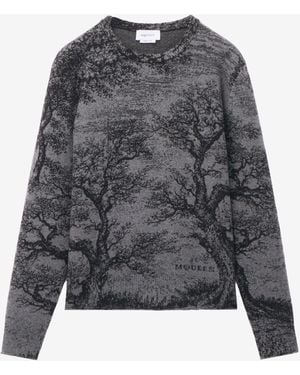 McQueen Tree Of Life' Jacquard Sweater - Gray