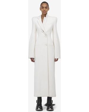 McQueen Moulded Shoulder Double-Breasted Coat - White