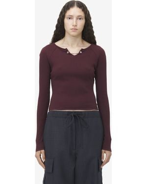 McQueen Geripptes Top Mit Kettendetail - Lila