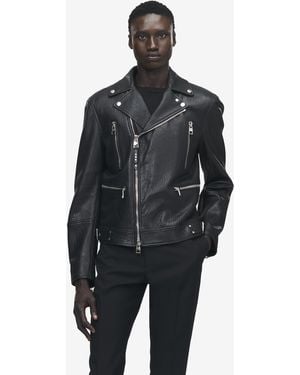 McQueen Leather Biker Jacket - Black