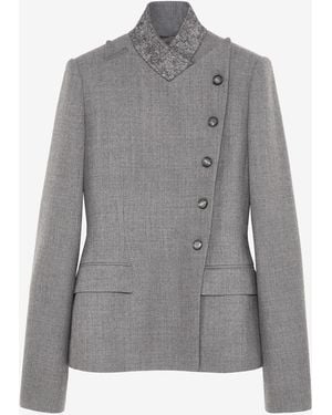 McQueen Giacca Con Revers Incrociati - Grigio