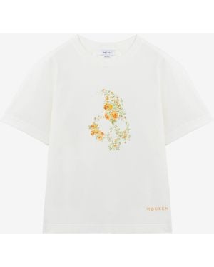 McQueen Floral Skull T-Shirt - White