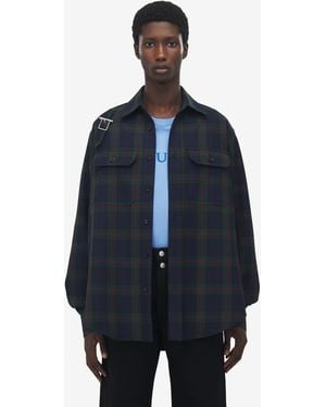 McQueen Karierte Hemdjacke Mit T-Bar-Gurt - Blau