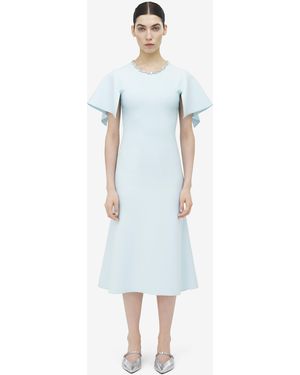 McQueen Crystal Stencil-Midikleid - Blau