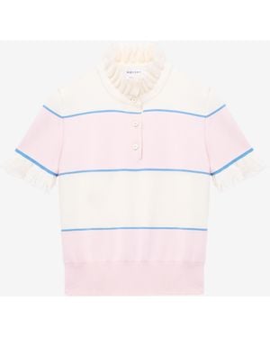 McQueen Ruffle Trim Striped Top - Multicolor