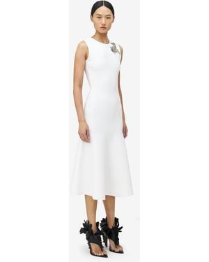 McQueen Crystal-Embellished Midi Dress - White