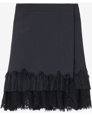 McQueen Pinstriped Wrap Mini Skirt - Black