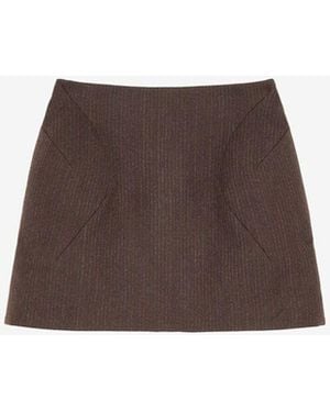 McQueen Wool Pinstripe Mini Skirt - Brown