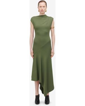 McQueen Asymmetric Midi Dress - Green