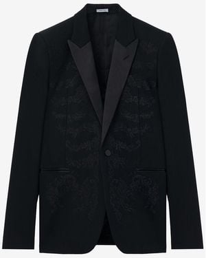 McQueen Lace Ribcage Embroidery Single-breasted Jacket - Black