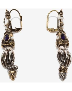 McQueen King And Queen Hand Earrings - Metallic