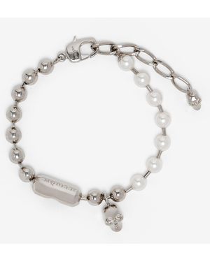 McQueen Skull & Pearl Bracelet - Metallic