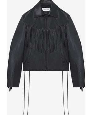McQueen Fringe Leather Jacket - Blue