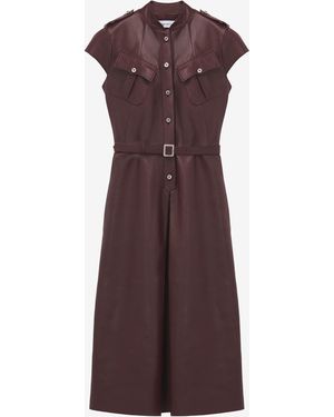 McQueen Leather Uniform Midi Dress - Purple