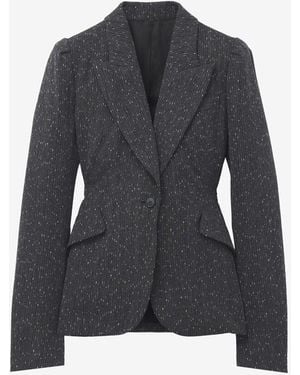 McQueen Flecked Pinstripe Single-Breasted Jacket - Black