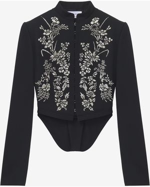 McQueen Giacca Con Design Cropped E Ricamo Floreale - Nero