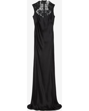 McQueen Floral Lace Evening Dress - Black