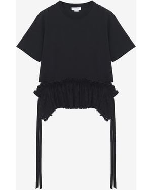 McQueen T-Shirt À Basque En Dentelle - Noir