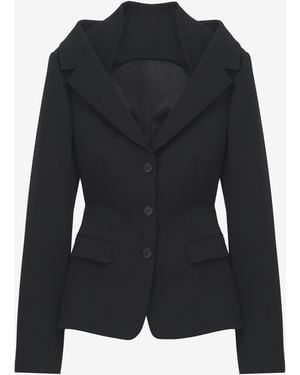 McQueen Off-The-Shoulder Harness Jacket - Black