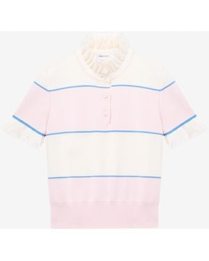 McQueen Ruffle Trim Striped Top - Multicolor