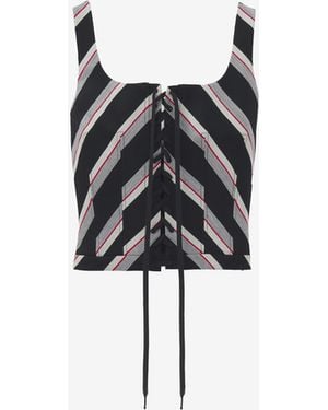 McQueen Chevron Stripe Corset Top - Black
