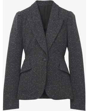 McQueen Flecked Pinstripe Single-Breasted Jacket - Black